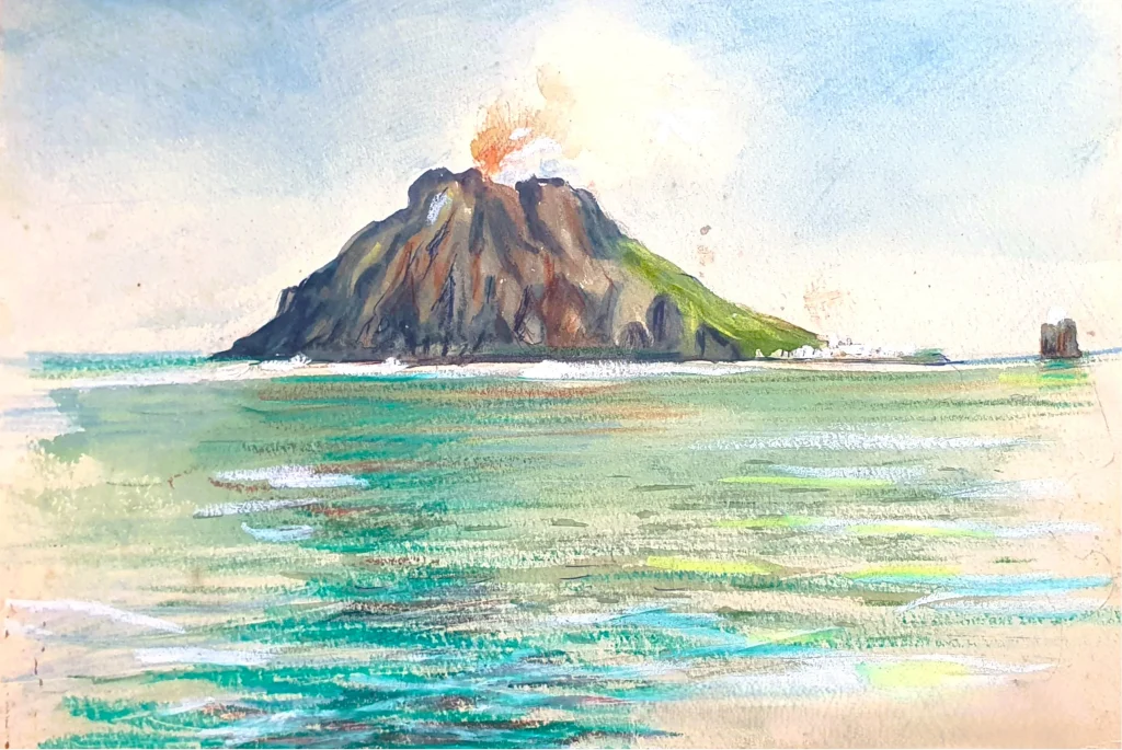 Wulkan Stromboli - malarstwo Edward Gubała